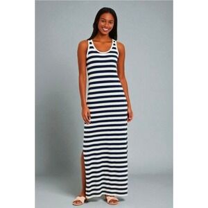 Vineyard Vines Navy White Striped Sleeveless Nautical Maxi Dress Small